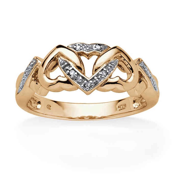 Jewelry - NEW Gold Diamond Accent Interlocking Hearts Ring